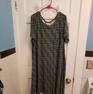 LuLaRoe carly hilo aqua geometric shape dress